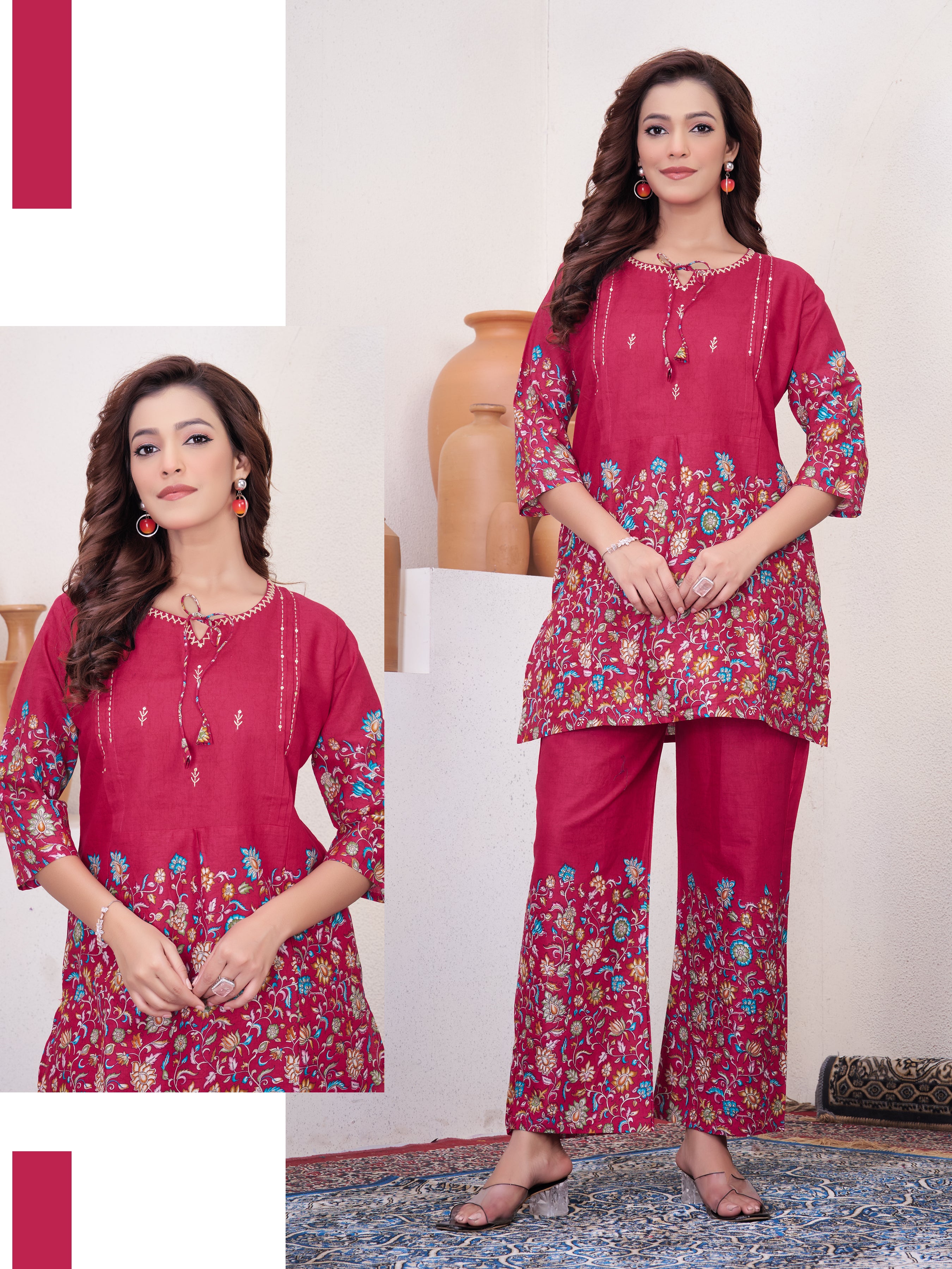 Kalikar Pure Cotton Fabri Premium Designer Festive Co-ord Se KADV-137