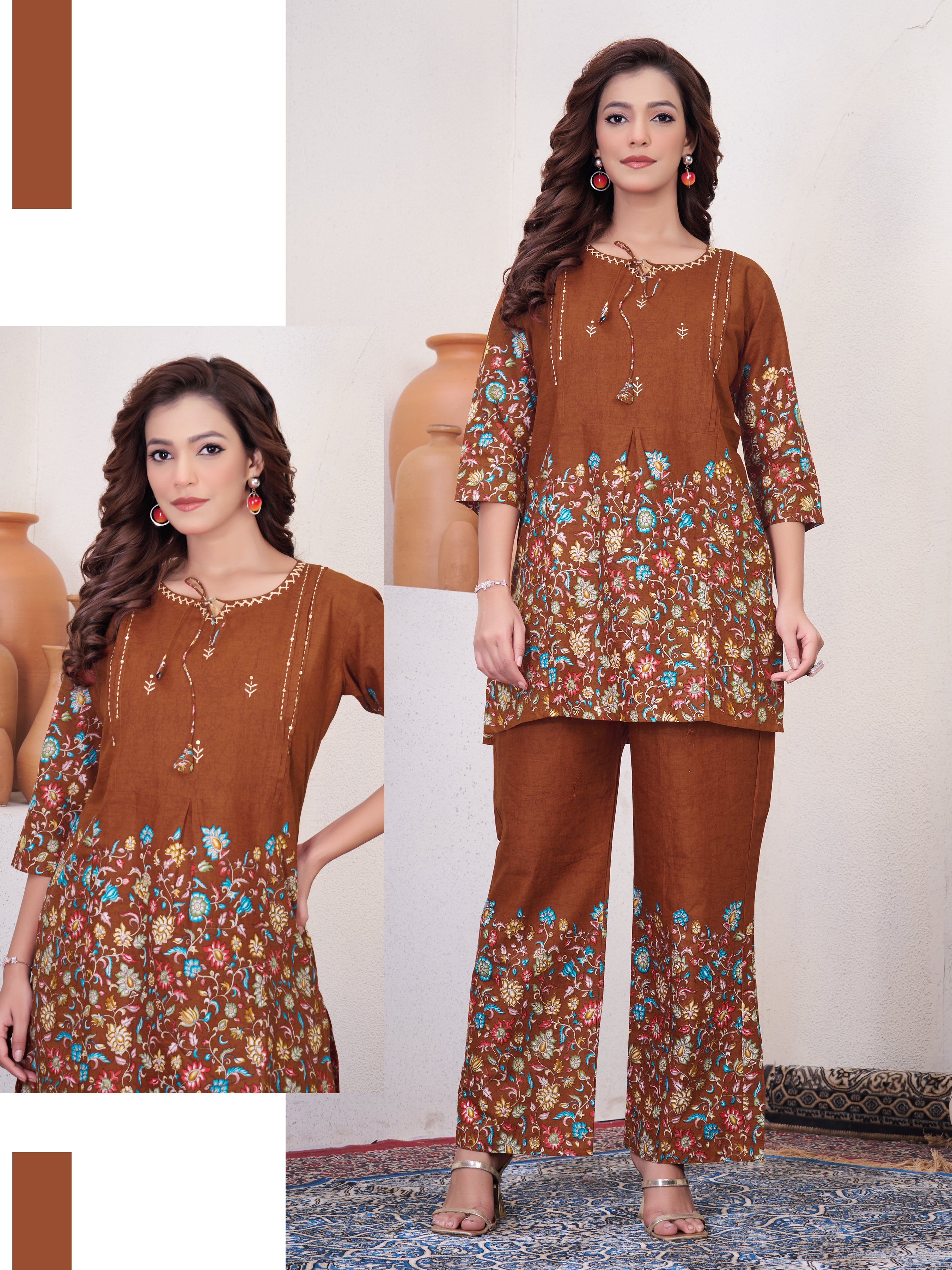 Kalikar Pure Cotton Fabri Premium Designer Festive Co-ord Se KADV-137