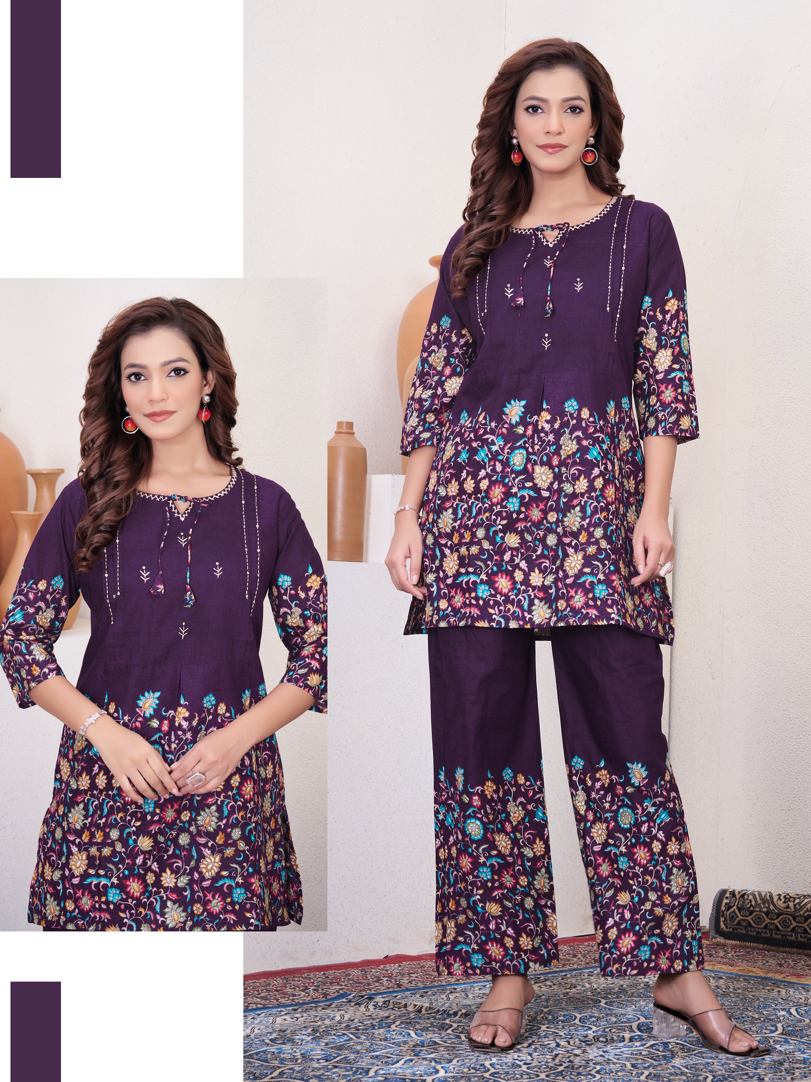 Kalikar Pure Cotton Fabri Premium Designer Festive Co-ord Se KADV-137