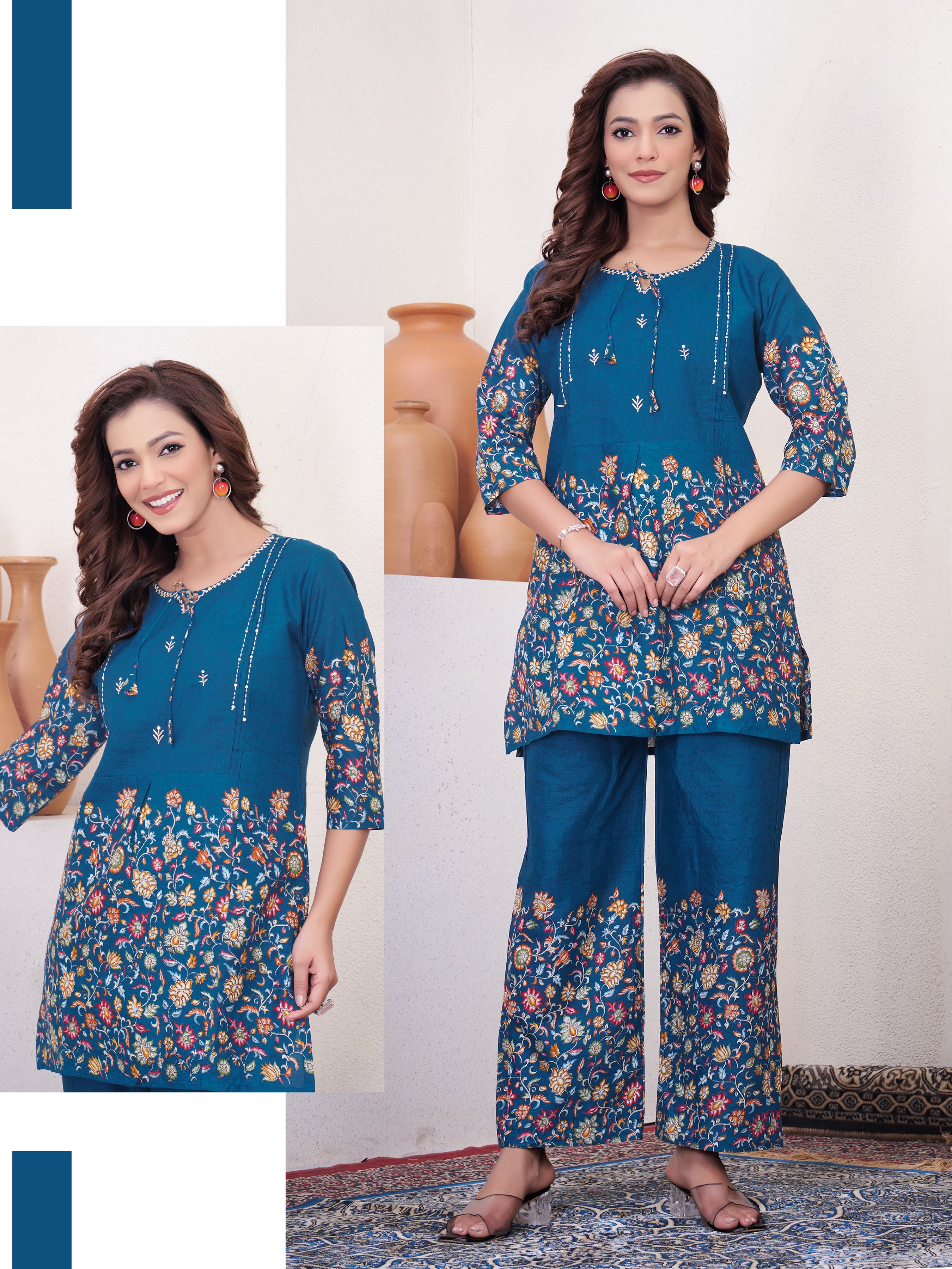 Kalikar Pure Cotton Fabri Premium Designer Festive Co-ord Se KADV-137