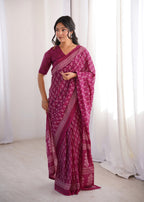 Designer Printed Pure Cotton Saree of Pink
