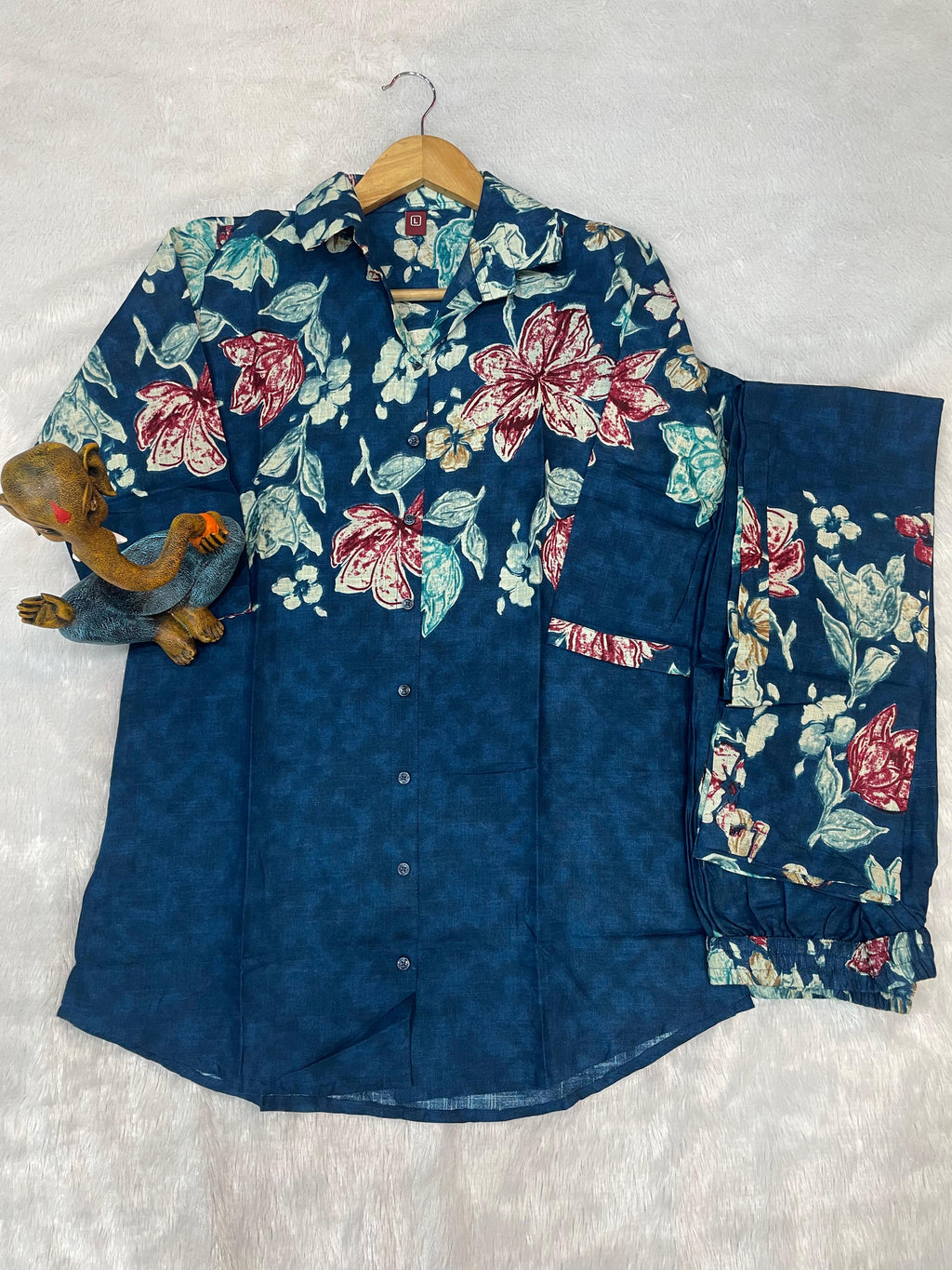 Designer Printed with Hand Embroidered Co-ord Set of Cotton