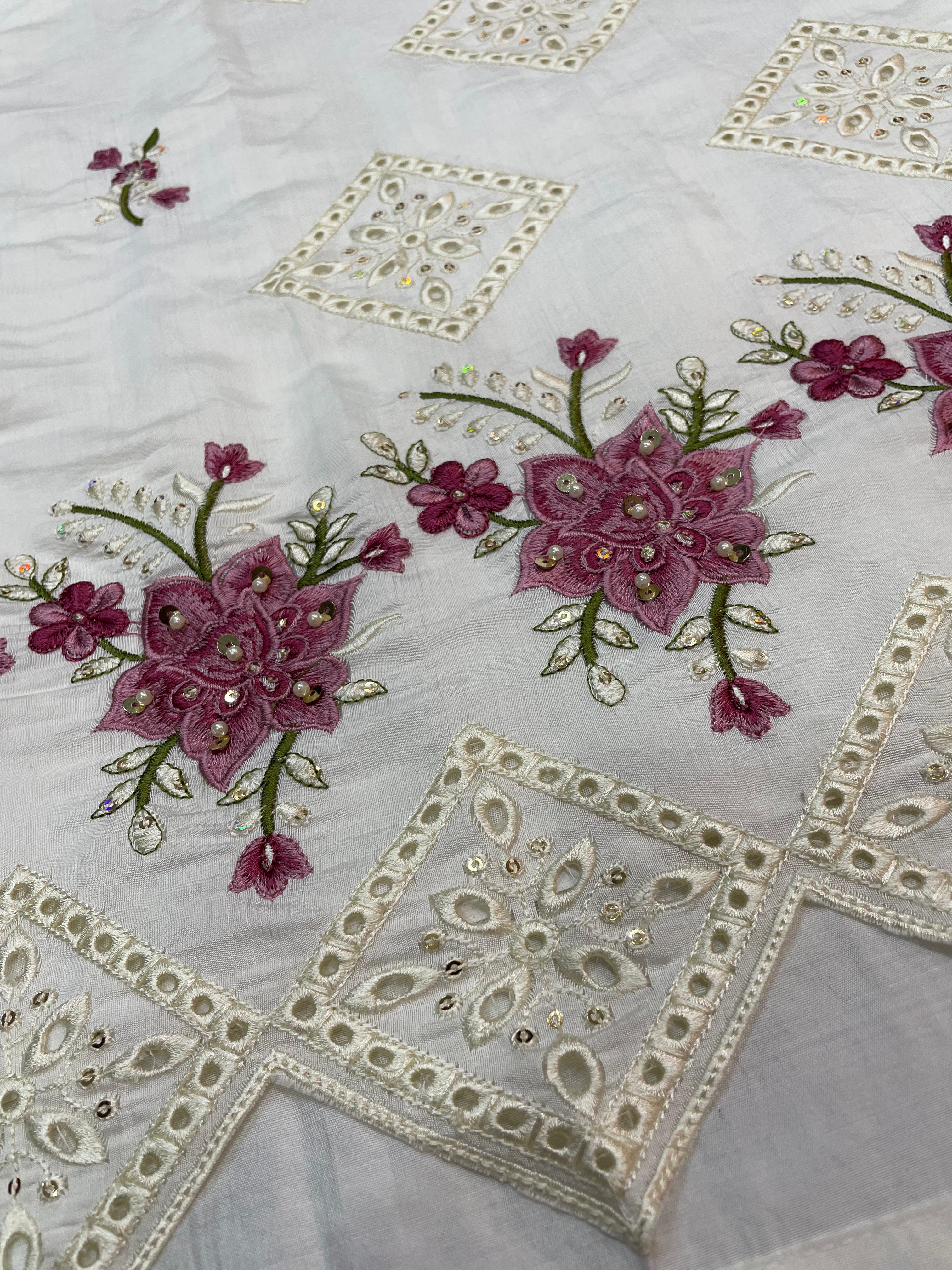 Elegant Straight Kurti Pant Dupatta Set of White