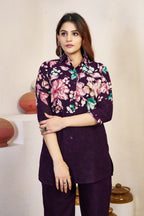 Designer Printed with Hand Embroidered Co-ord Set of Cotton