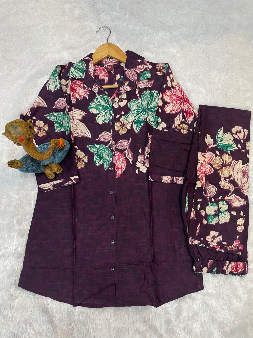Designer Printed with Hand Embroidered Co-ord Set of Cotton