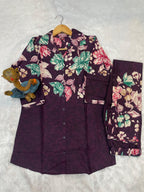 Designer Printed with Hand Embroidered Co-ord Set of Cotton