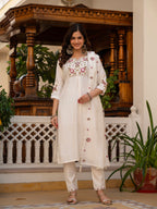 Elegant Straight Kurti Pant Dupatta Set of White