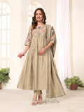 Elegant Straight Kurti Pant Dupatta Set of Pista