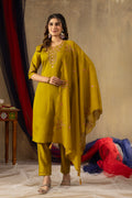 Elegant Straight Kurti Pant Dupatta Set of Musterd