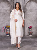 Elegant Straight Kurti Pant Dupatta Set of White