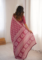 Designer Printed Pure Cotton Saree of Earth Blue