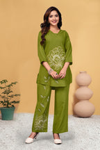 Premium Designer Embroidered Co-ord Set of Reyon Fabric