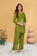 Premium Designer Embroidered Co-ord Set of Reyon Fabric
