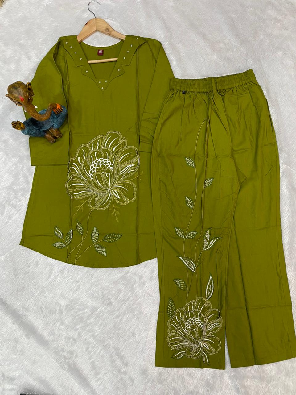 Premium Designer Embroidered Co-ord Set of Reyon Fabric