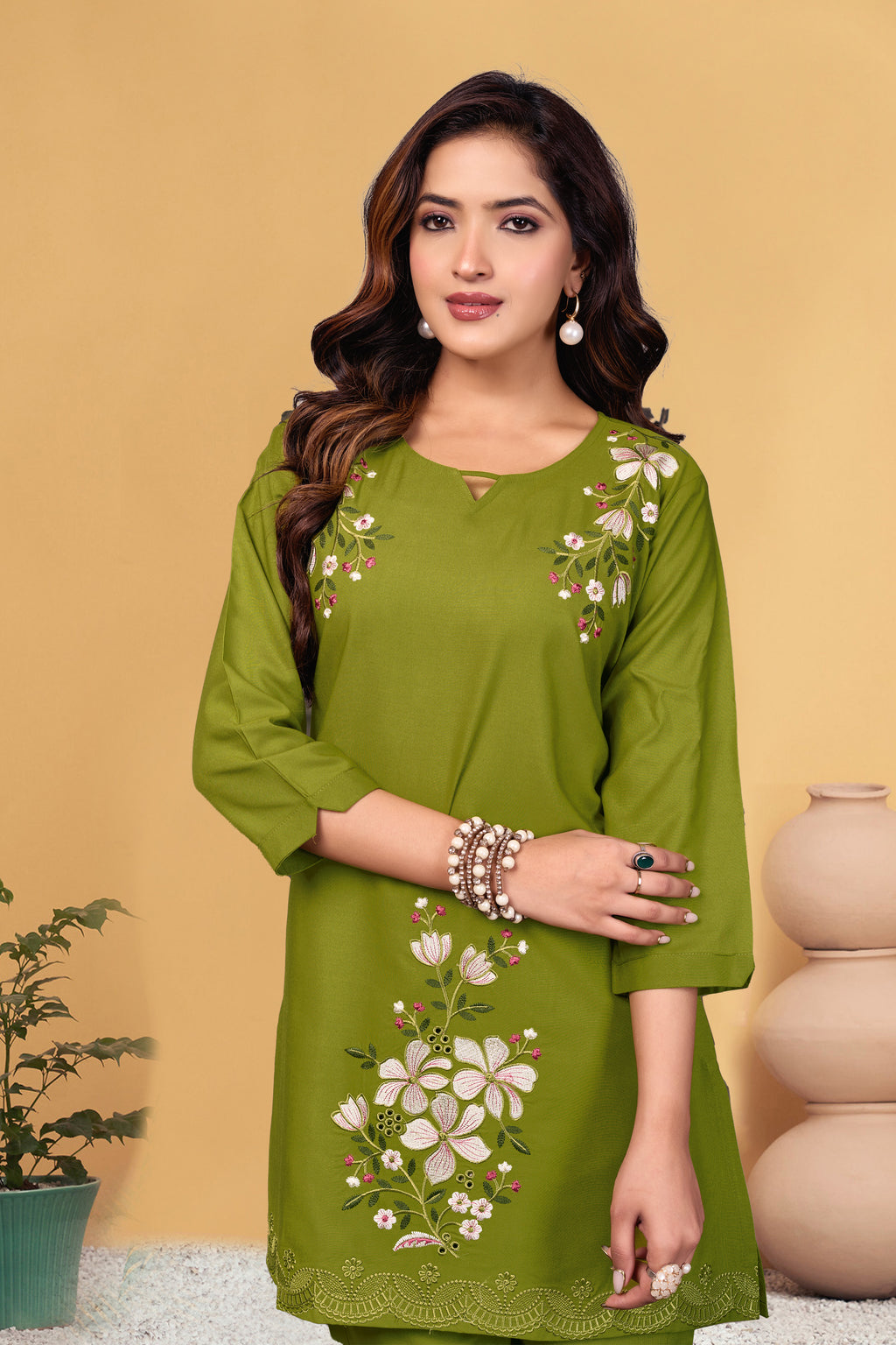 Premium Designer Embroidered Co-ord Set of Reyon Fabric
