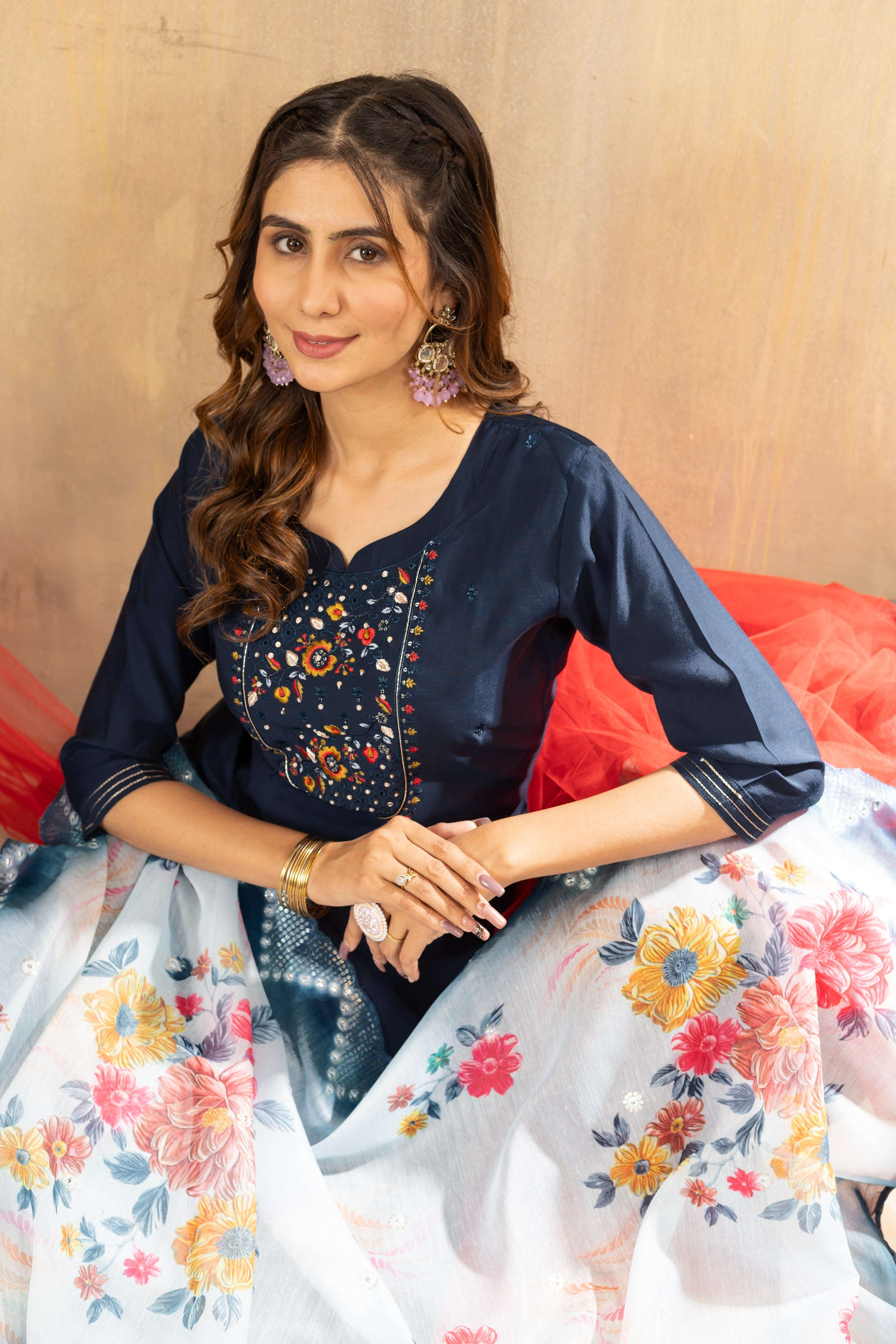 Elegant Straight Kurti Pant Dupatta Set KADV-105 - Clay Kalikar