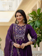 Elegant Straight Anarkali Kurta Set KADV-126- Purple Kalikar
