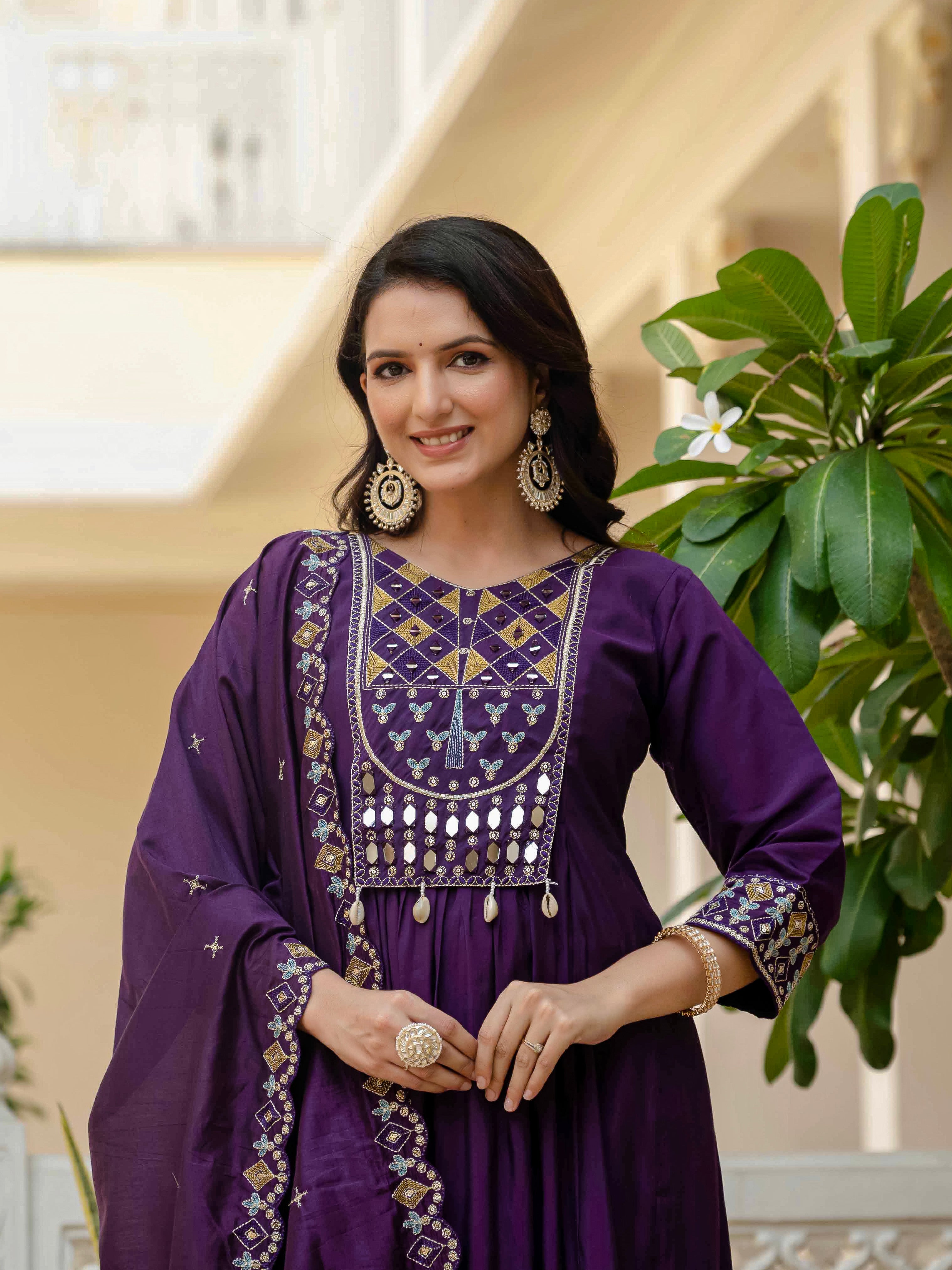 Elegant Straight Anarkali Kurta Set KADV-126- Purple