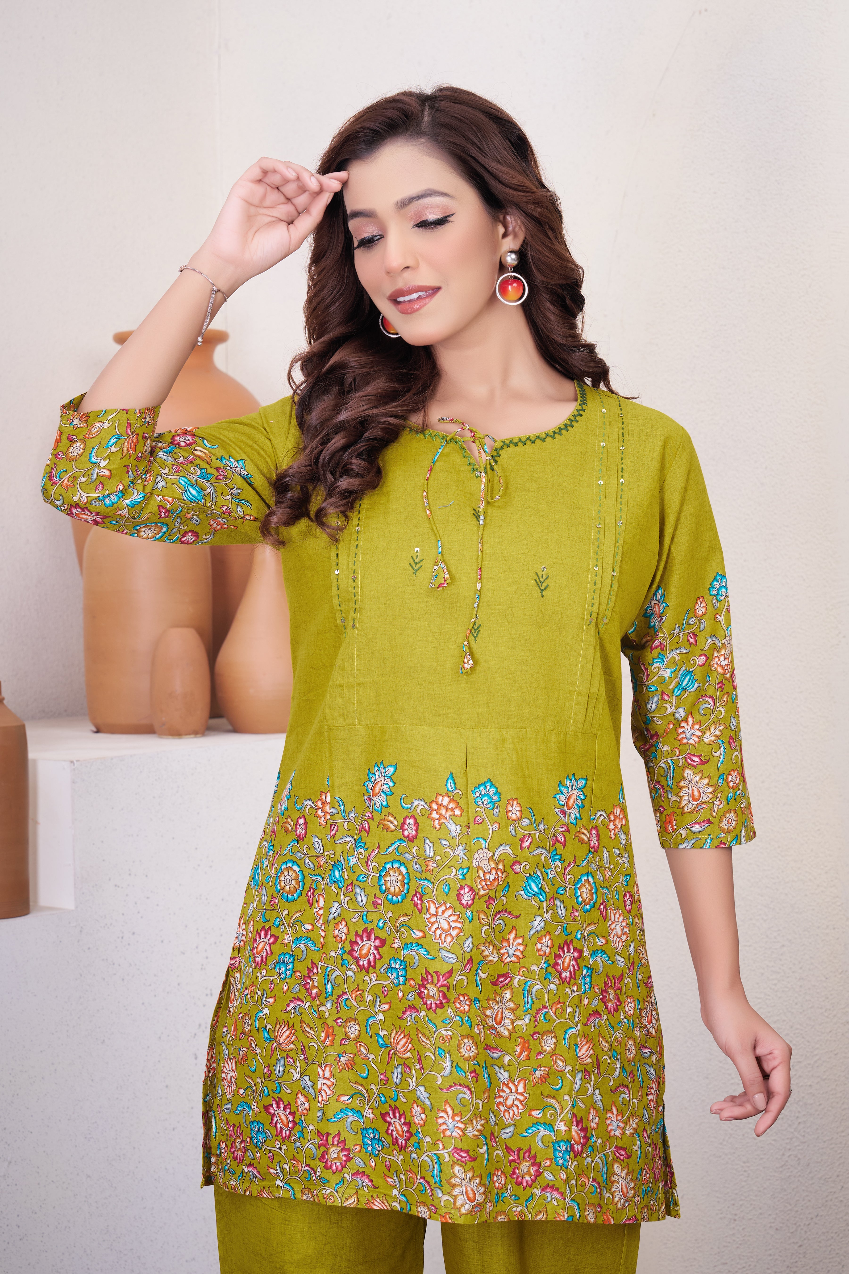 Kalikar Pure Cotton Fabri Premium Designer Festive Co-ord Se KADV-137