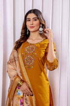 Elegant Straight Kurti Pant Dupatta Set KADV-111 -Mustard Kalikar