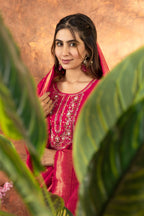 Elegant Straight Kurti Pant Dupatta Set - Pink Kalikar