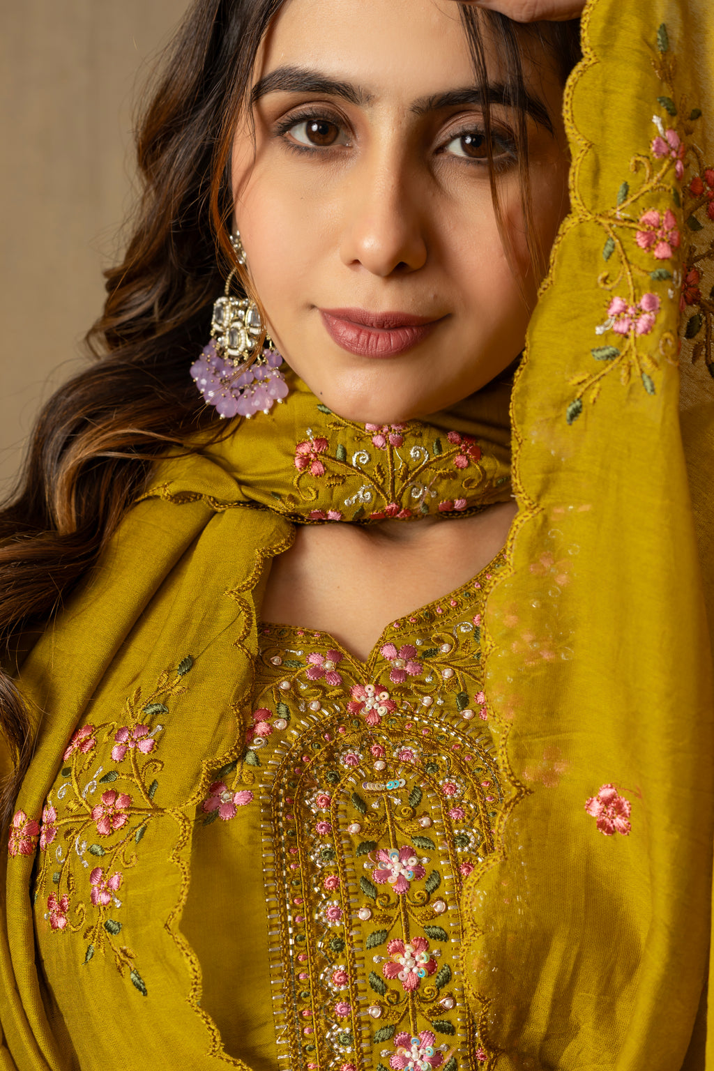 Elegant Straight Kurti Pant Dupatta Set of Musterd