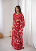 Designer Printed Pure Cotton Saree of Red