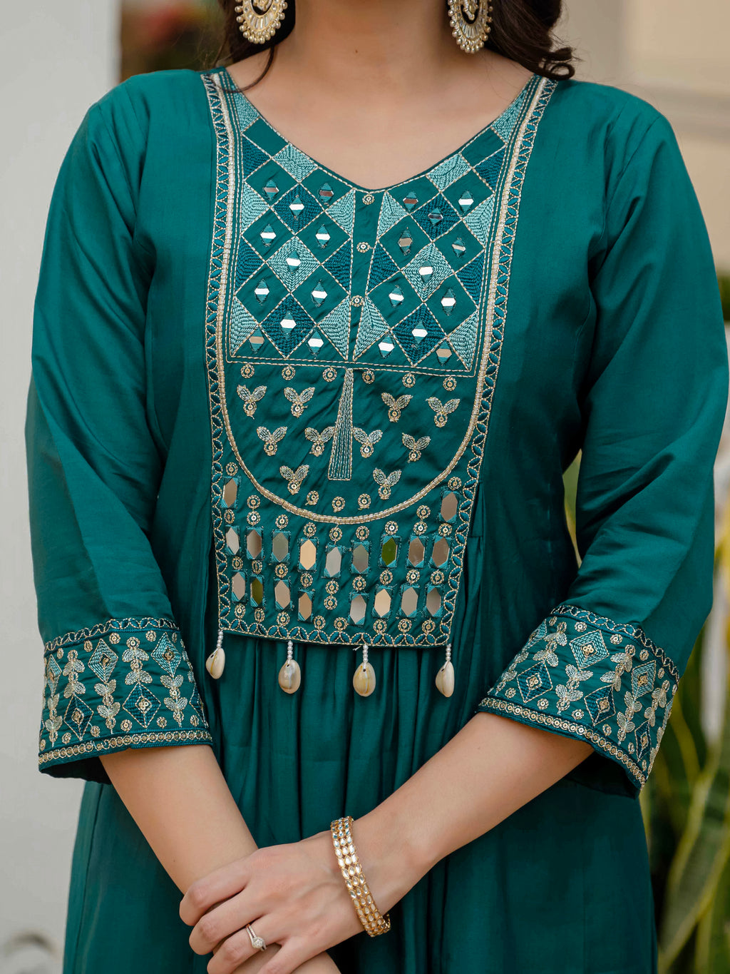 Elegant Straight Anarkali Kurta Set KADV-126- Teal