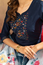 Elegant Straight Kurti Pant Dupatta Set KADV-105 - Clay Kalikar