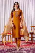 Elegant Straight Kurti Pant Dupatta Set KADV-111 -Mustard Kalikar
