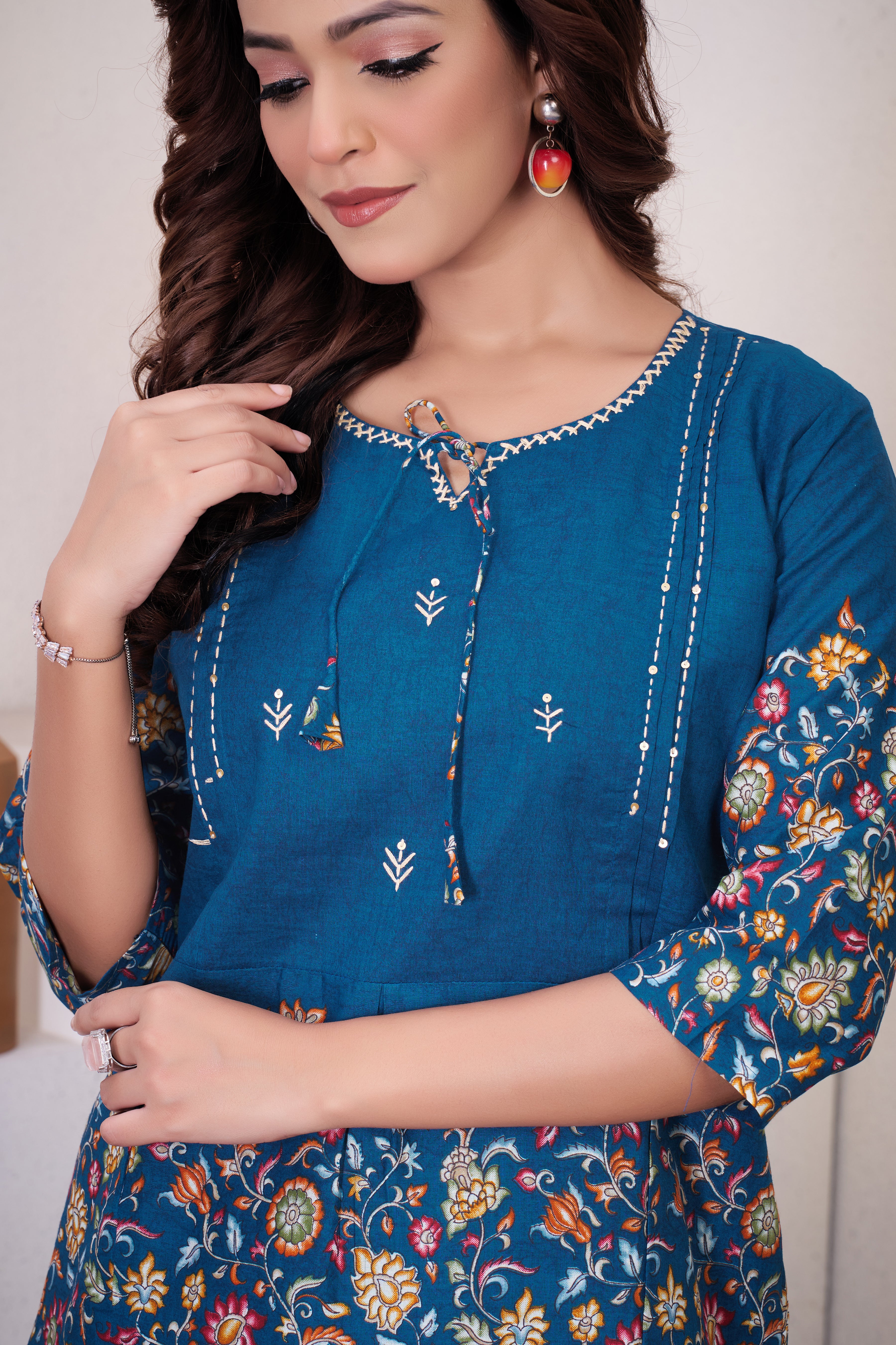 Kalikar Pure Cotton Fabri Premium Designer Festive Co-ord Se KADV-137