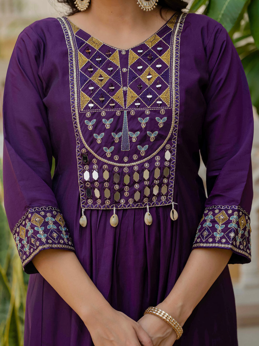 Elegant Straight Anarkali Kurta Set KADV-126- Purple
