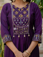 Elegant Straight Anarkali Kurta Set KADV-126- Purple Kalikar