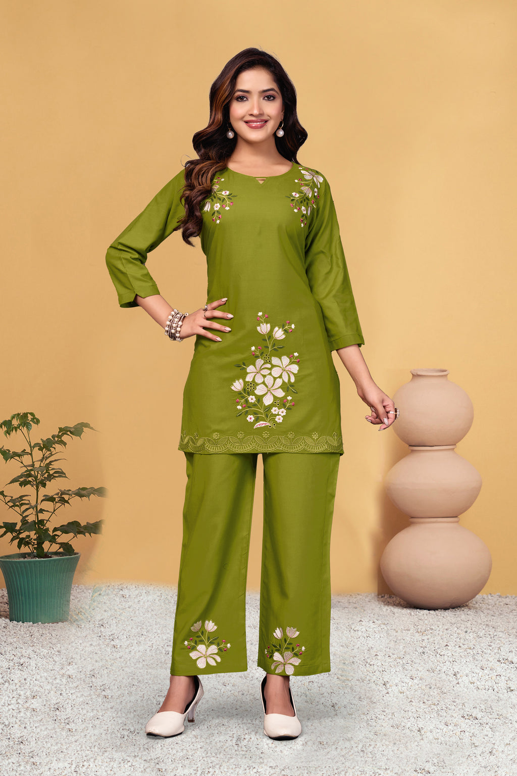 Premium Designer Embroidered Co-ord Set of Reyon Fabric