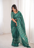 Designer Printed Pure Cotton Saree of Green