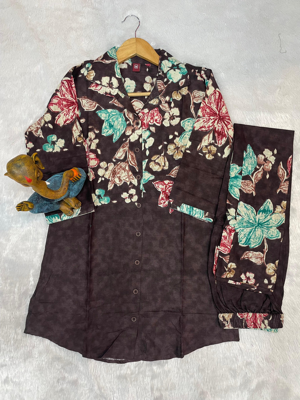 Designer Printed with Hand Embroidered Co-ord Set of Cotton