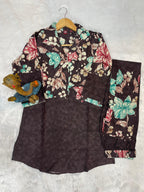 Designer Printed with Hand Embroidered Co-ord Set of Cotton