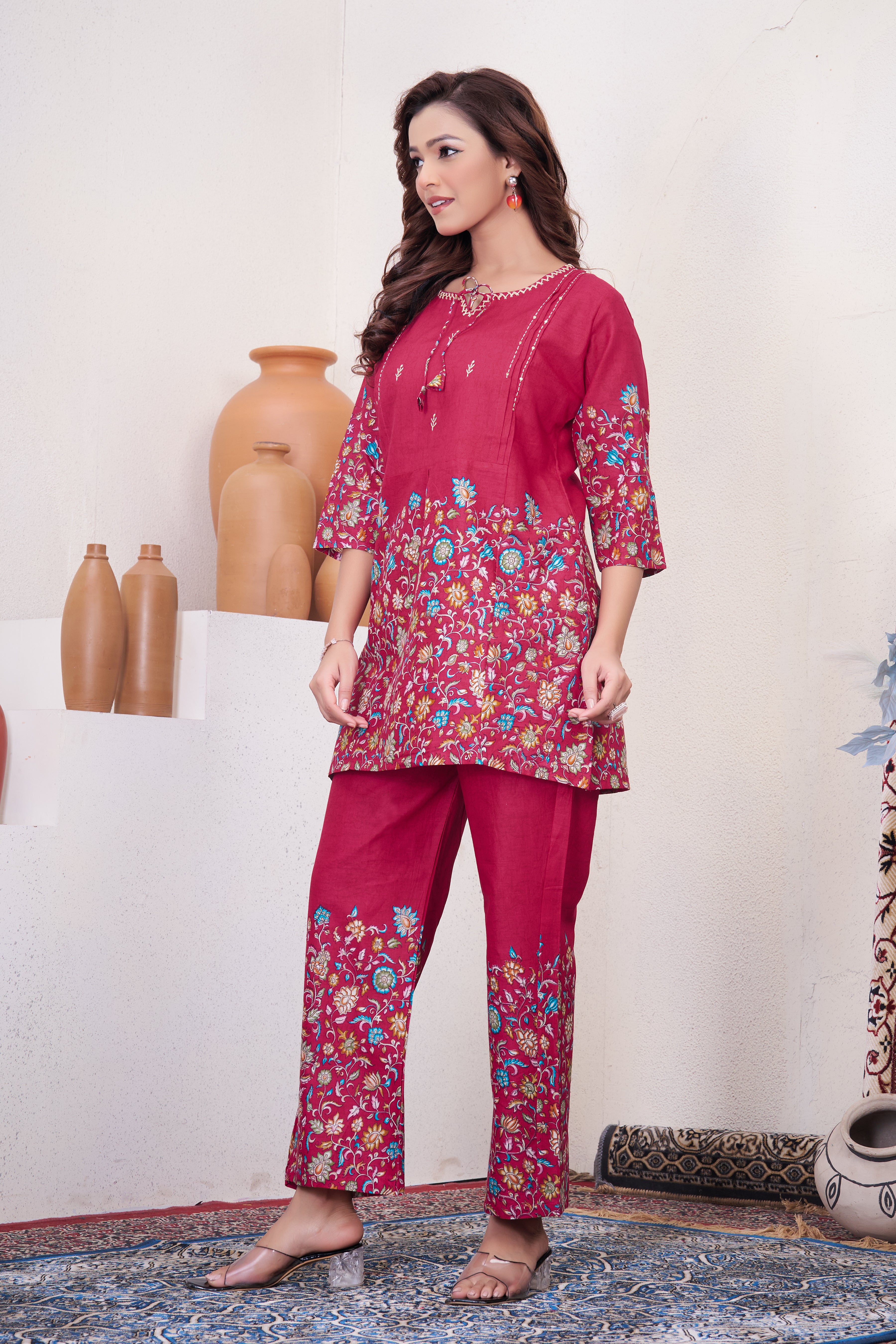 Kalikar Pure Cotton Fabri Premium Designer Festive Co-ord Se KADV-137