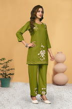 Premium Designer Embroidered Co-ord Set of Reyon Fabric