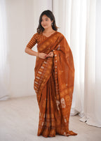 Designer Printed Pure Cotton Saree of Musterd