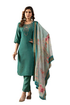 Elegant Straight Kurti Pant Dupatta Set KADV-109 - Rama Green Kalikar