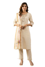 Elegant Straight Kurti Pant Dupatta Set KADV-109 - Off White Kalikar