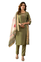 Elegant Straight Kurti Pant Dupatta Set KADV-109 - Green Kalikar