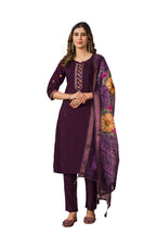Elegant Straight Kurti Pant Dupatta Set KADV-110 - Wine Kalikar