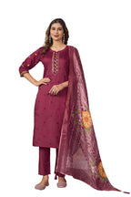 Elegant Straight Kurti Pant Dupatta Set of Maroon