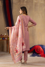 Elegant Straight Kurti Pant Dupatta Set KADV-109 - Onion Pink Kalikar