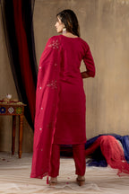 Elegant Straight Kurti Pant Dupatta Set of Pink
