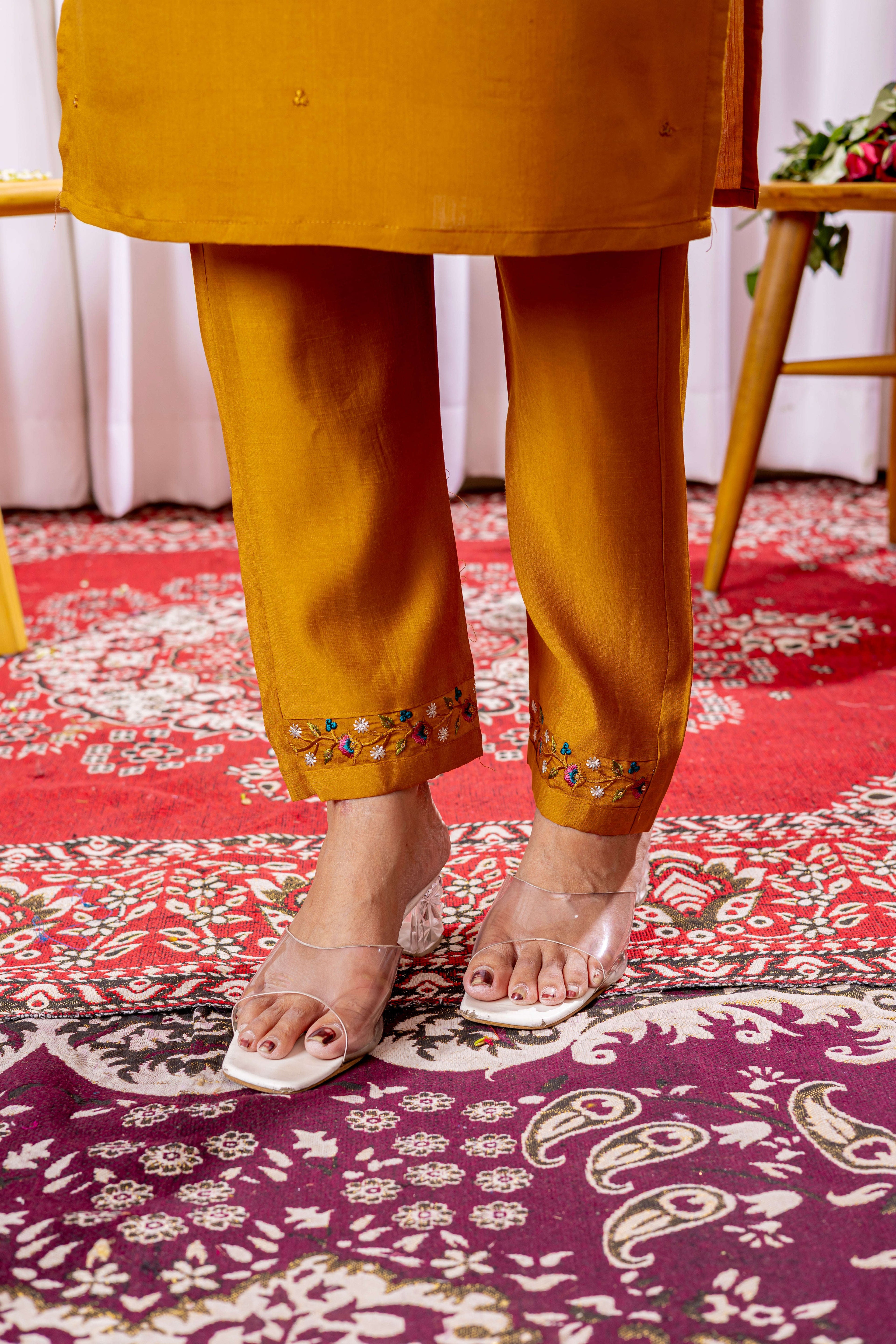 Elegant Straight Kurti Pant Dupatta Set KADV-111 -Mustard Kalikar