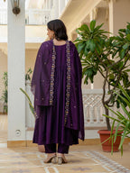Elegant Straight Anarkali Kurta Set KADV-126- Purple Kalikar