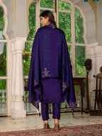 Elegant Straight Kurti Pant Dupatta Set KADV-116 - Violet Kalikar